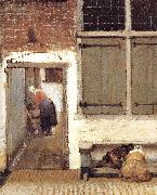 VERMEER VAN DELFT, Jan The Little Street (detail) wt oil painting
